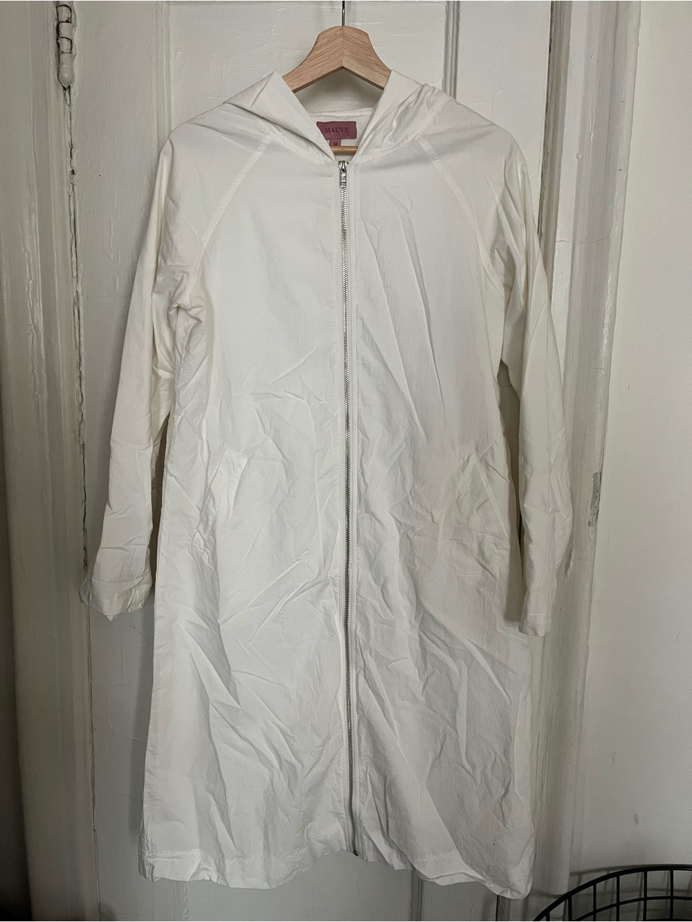 White Hooded Zip Swim Cover-Up